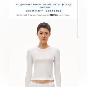 Alexander Wang Black Long Sleeve tee in ribbed cotton jersey